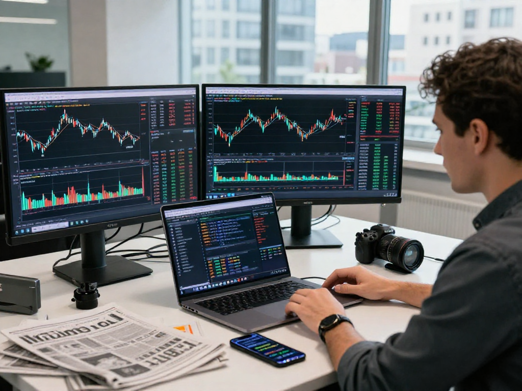MetaTrader 5 trading workspace with multiple screens and analysis tools.