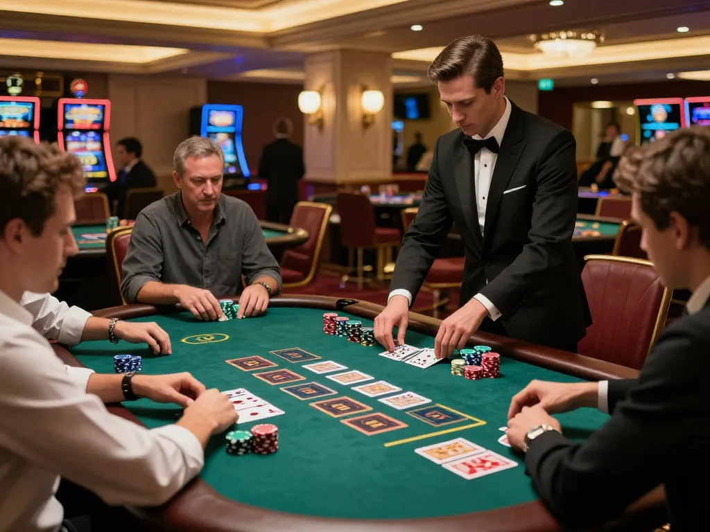 Engaged players at a blackjack table showcasing strategic gameplay at F8beta2 ink casino.