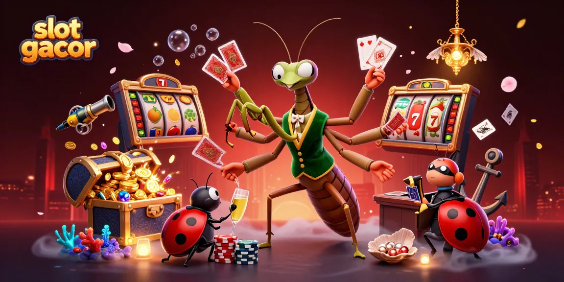 Winning strategies with slot gacor in a vibrant casino-themed illustration