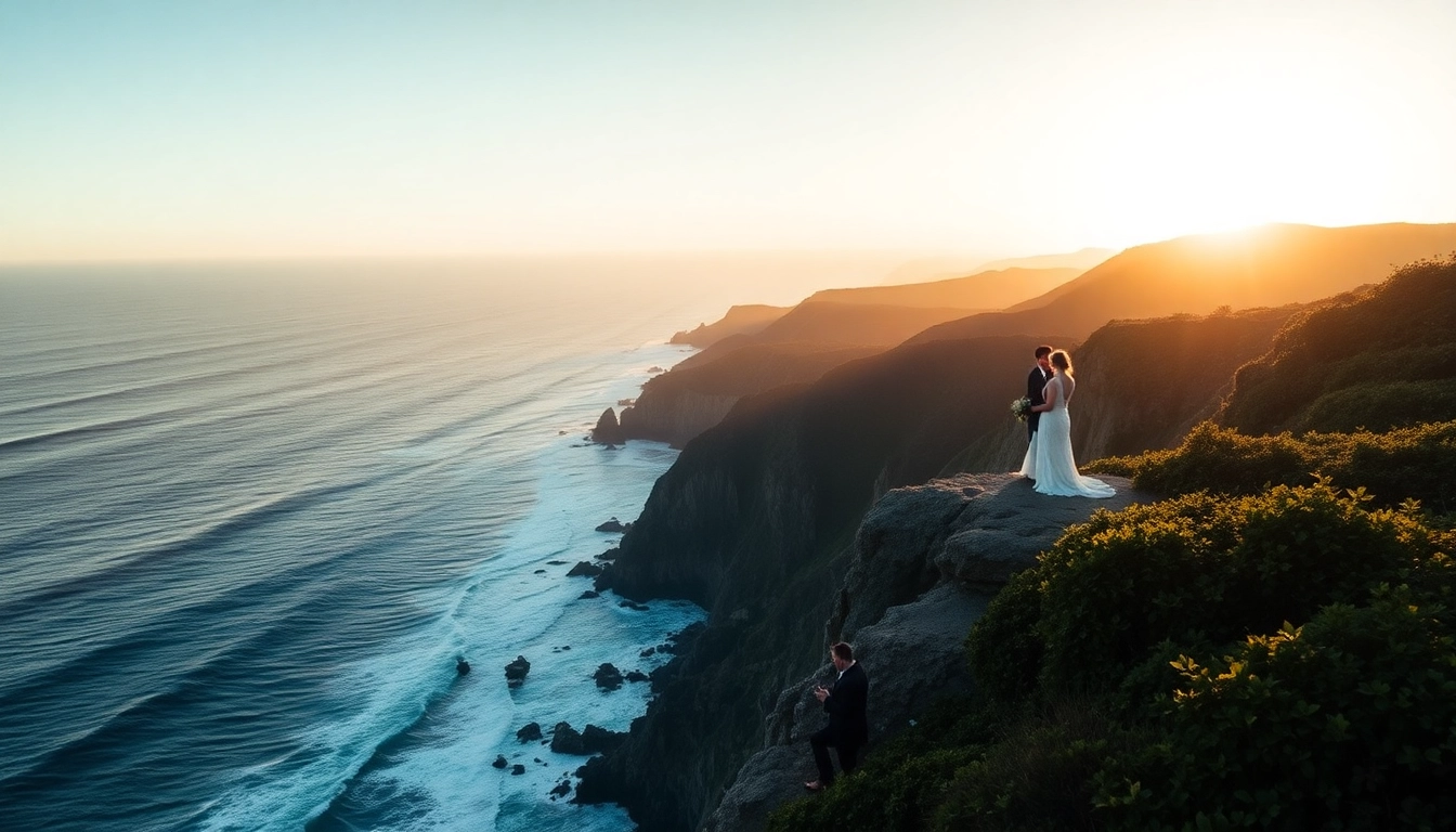 Bridal couple celebrating their love during a Big Sur wedding photography session.