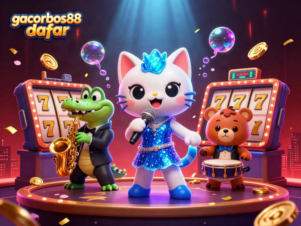 Play gacorbos88 daftar with excitement and vibrant characters in a lively casino atmosphere.