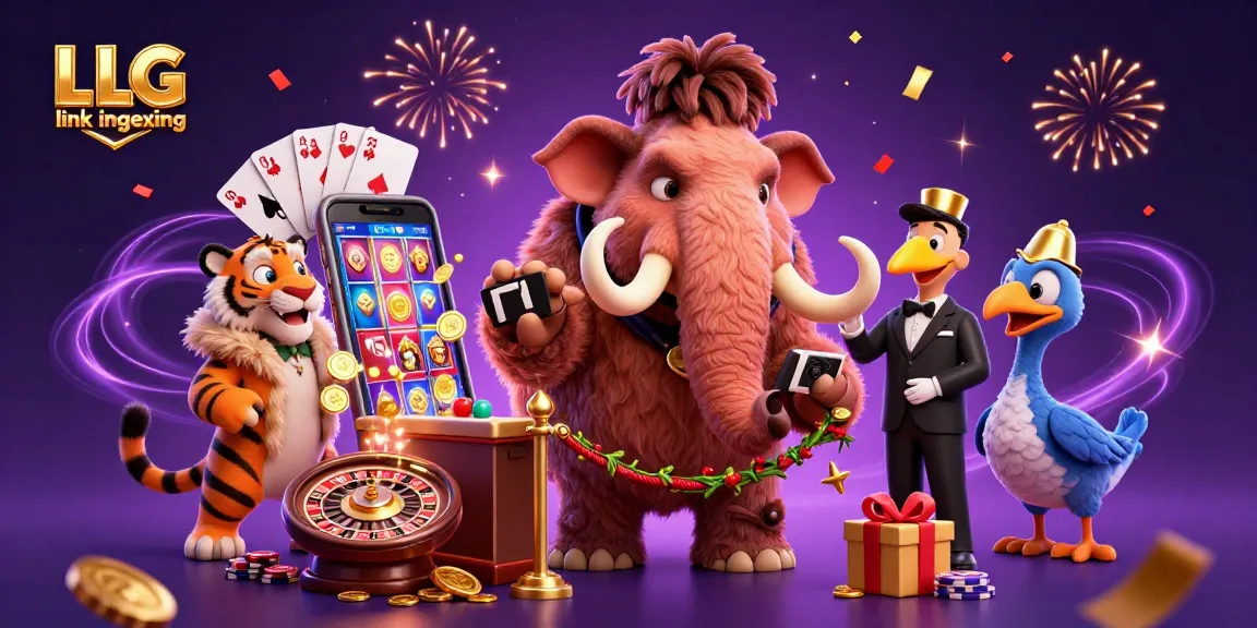 Experience the thrill of LLG link indexing with a vibrant 3D casino scene featuring unique characters.