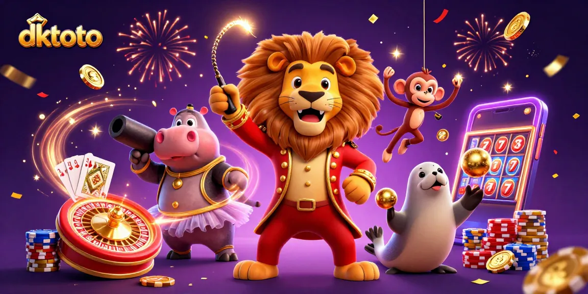 Engage with dktoto's dynamic gaming experience featuring lively characters and exciting casino elements.