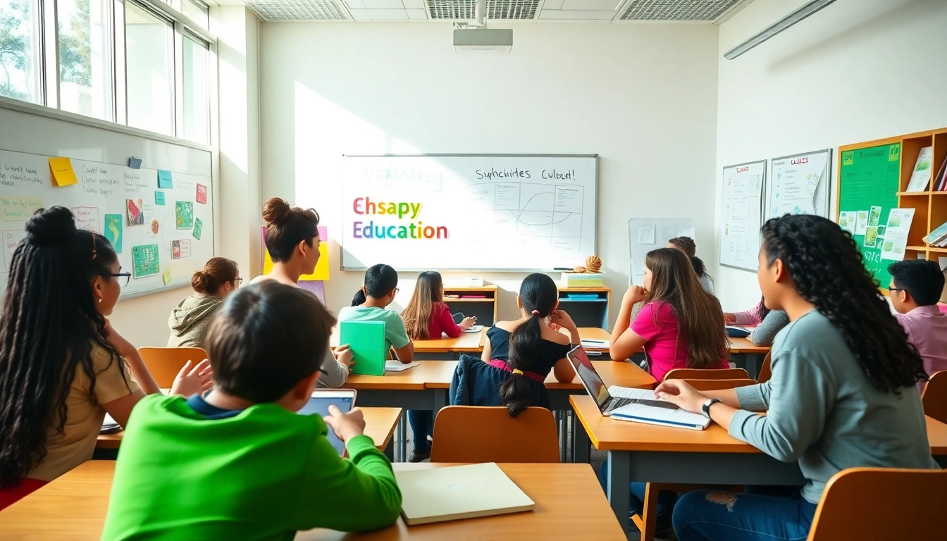 Education in an innovative classroom with diverse students collaborating on projects, highlighting equity and engagement.