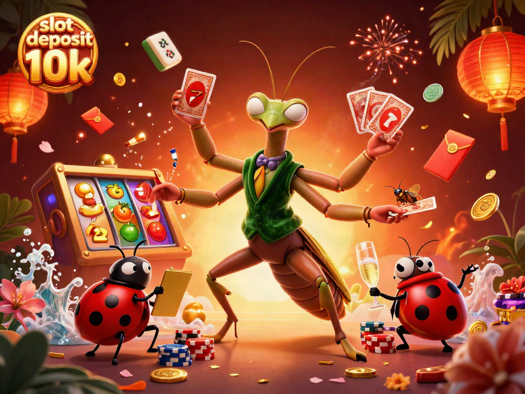 Experience exciting slot deposit 10k action with a lively 3D casino scene featuring vibrant characters.