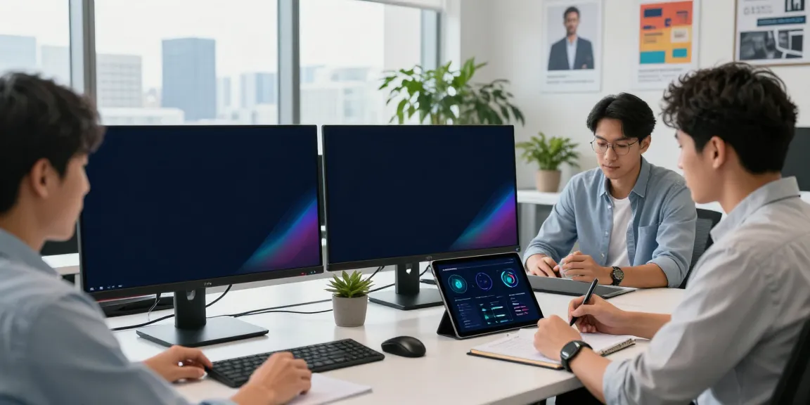 Team of experts at a microsoft azure managed service provider discussing cloud strategies in a modern office environment.