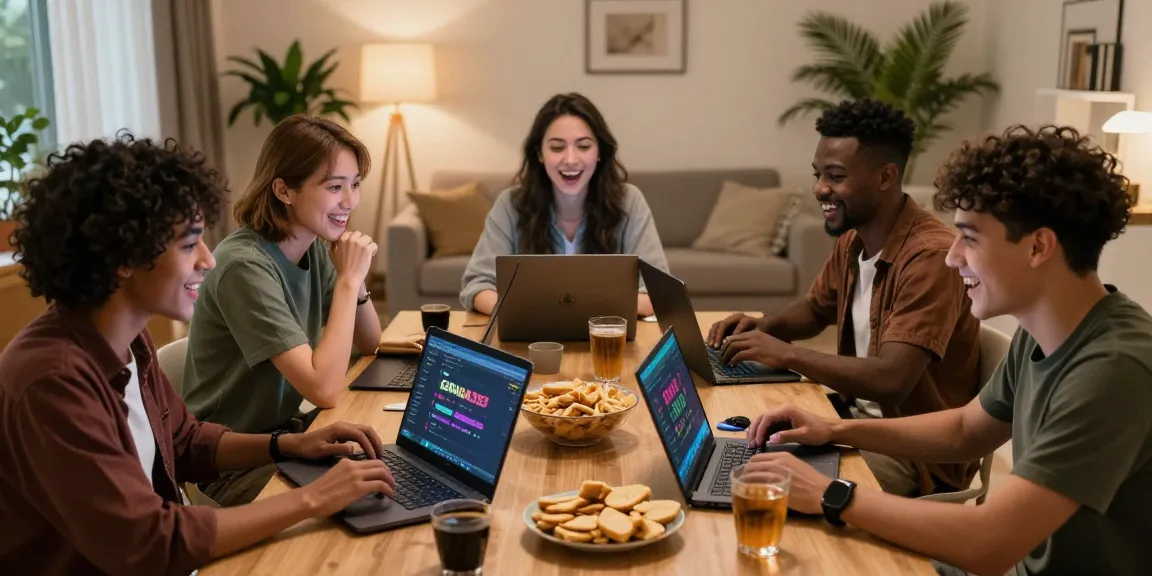 Friends enjoying an online gaming session with garuda303 platform in a cozy living room.