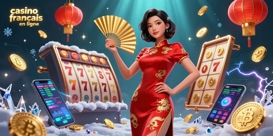 Découvrez l'action palpitante du casino francais en ligne avec une illustration 3D époustouflante d'éléments et de personnages de casino vibrants.
