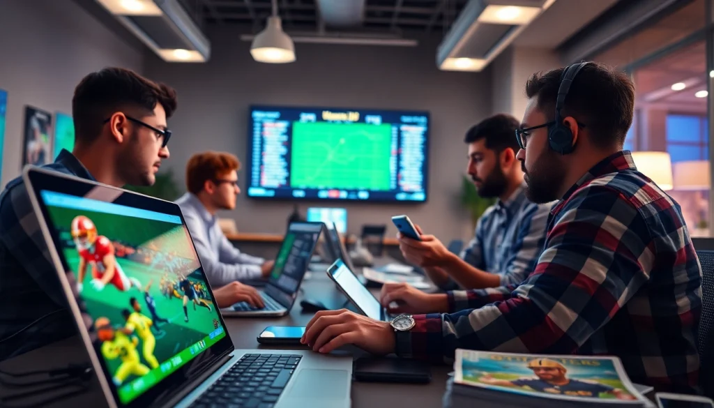 Players engaging with the best sports betting sites Brazil on digital devices