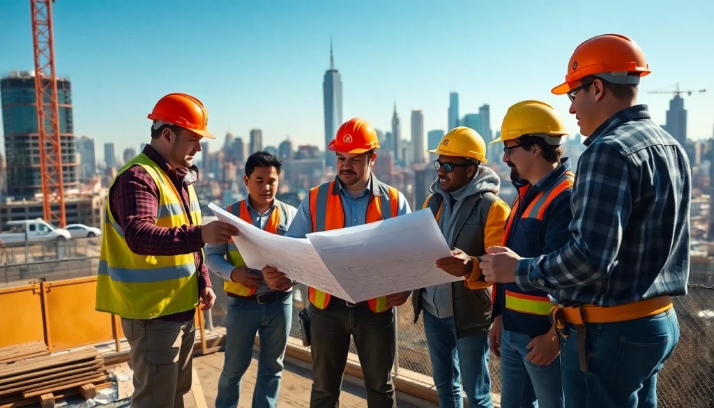 Highlighting teamwork among a New York Commercial General Contractor team on a construction site.