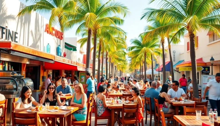 Enjoy a vibrant outdoor dining experience showcasing where to eat in downtown Cabo with colorful stalls.