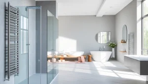 Sonni sanitär GmbH bietet elegante Badezimmerlösungen mit modernen Duschwänden.