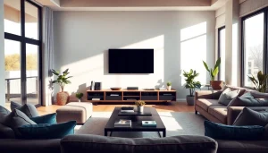 Experience the features of iron tv in a modern, stylish living room setting.