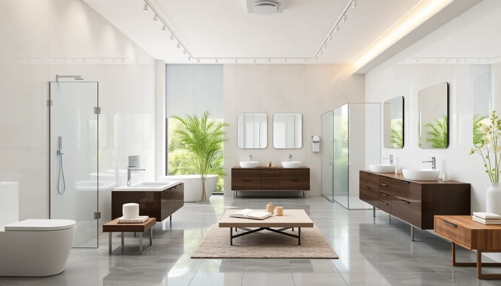 Sonni sanitär GmbH präsentiert hochwertige Badprodukte in einem modernen Ausstellungsraum.