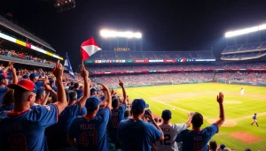 팬들이 야구중계를 위해 응원하는 장면, mlb중계의 열기를 느끼다.