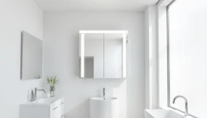 Spiegelschrank LED bietet modernen Stauraum und Beleuchtung in einem eleganten Badezimmerdesign.