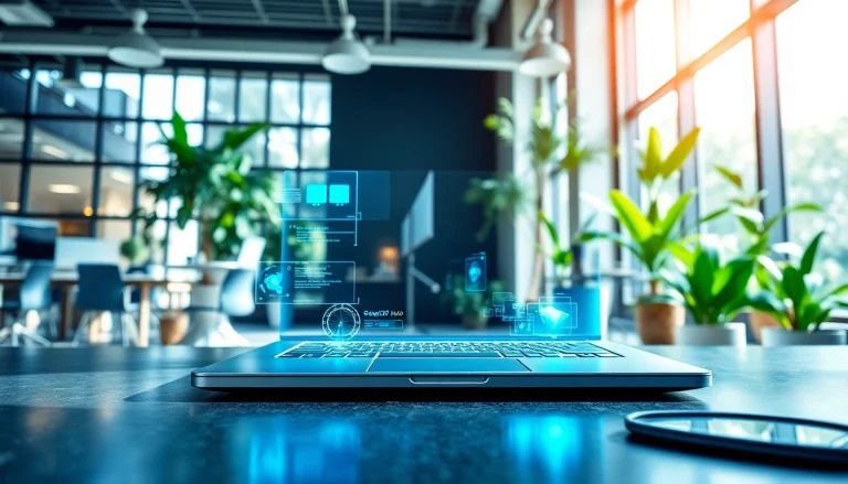 Technology-enhanced office showcasing sleek devices and digital tools for modern work.