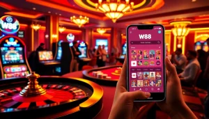 Experience the thrill of online gambling with W88 link and vibrant casino visuals.
