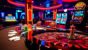 Play poker at the luxurious Marvelbet.site casino table filled with vibrant poker chips and cards.