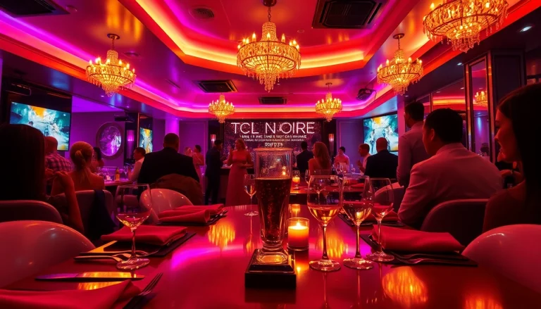 Dinner sxm scene at Club Noir, vibrant nightlife with elegant guests and live entertainment.