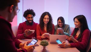 Interactive sex chat ai experience with users engaging in intimate conversations.