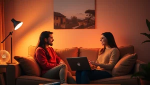 Virtual interaction with an AI chatbot showcasing sex chat ai in a cozy setting.