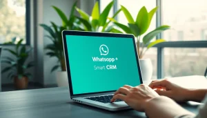 Engage with WhatsApp Smart CRM in a modern workspace, highlighting productivity and communication.