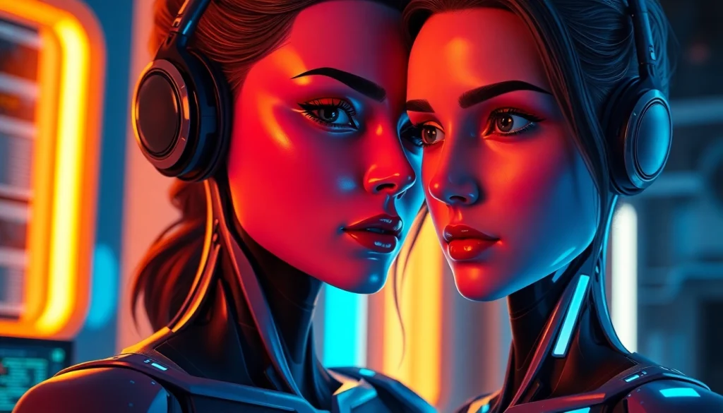 A captivating AI nsfw character in a futuristic setting with vibrant colors and ambient lighting.