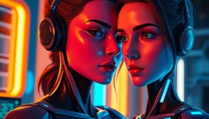 A captivating AI nsfw character in a futuristic setting with vibrant colors and ambient lighting.