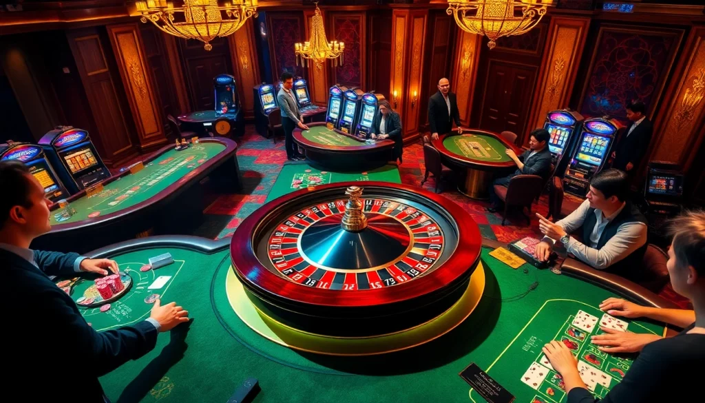 Người chơi đang tận hưởng các trò chơi thú vị tại cg79 casino, gồm roulette, poker và máy đánh bạc.