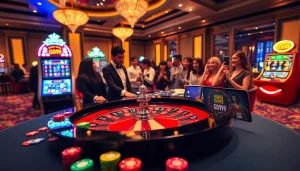 Engaging scene of players enjoying the thrill at Nhà Cái GO99 casino with vibrant poker chips.
