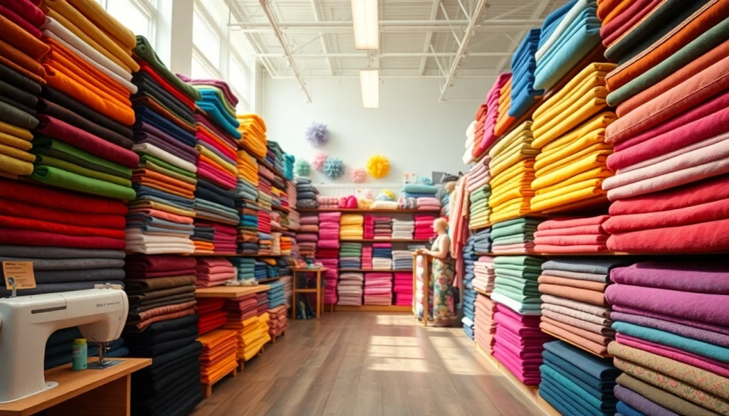 Fleece stof kopen in een kleurrijke stoffenwinkel met diverse fleece stoffen.