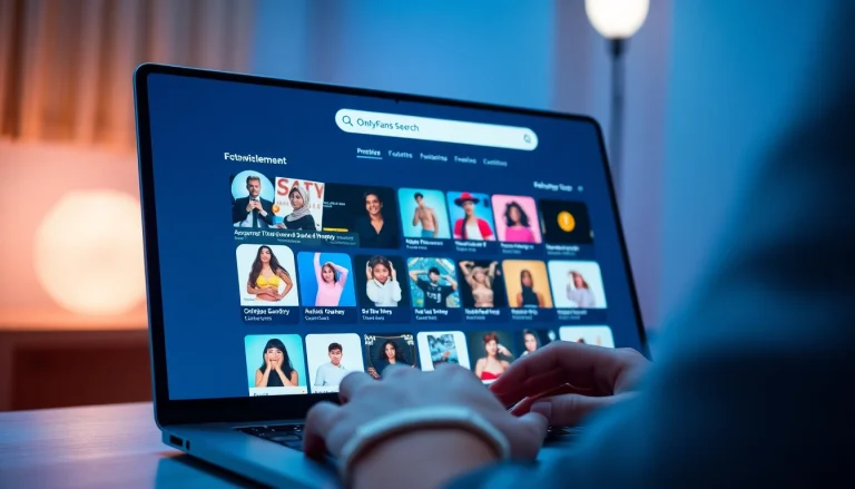 OnlyFans Search interface showcasing profiles and categories for easy discovery