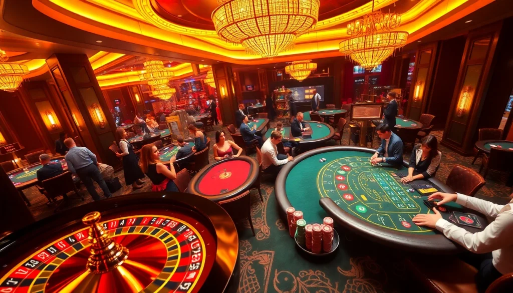 Experience the excitement of gambling at NoHu Casino with luxurious tables, vibrant roulette, and colorful chips.