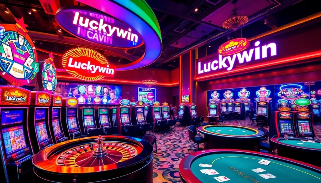 Experience the thrill of Luckywin with vibrant casino games and excitement in a luxurious setting.