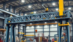 The double girder bridge crane operating efficiently in a modern industrial environment.