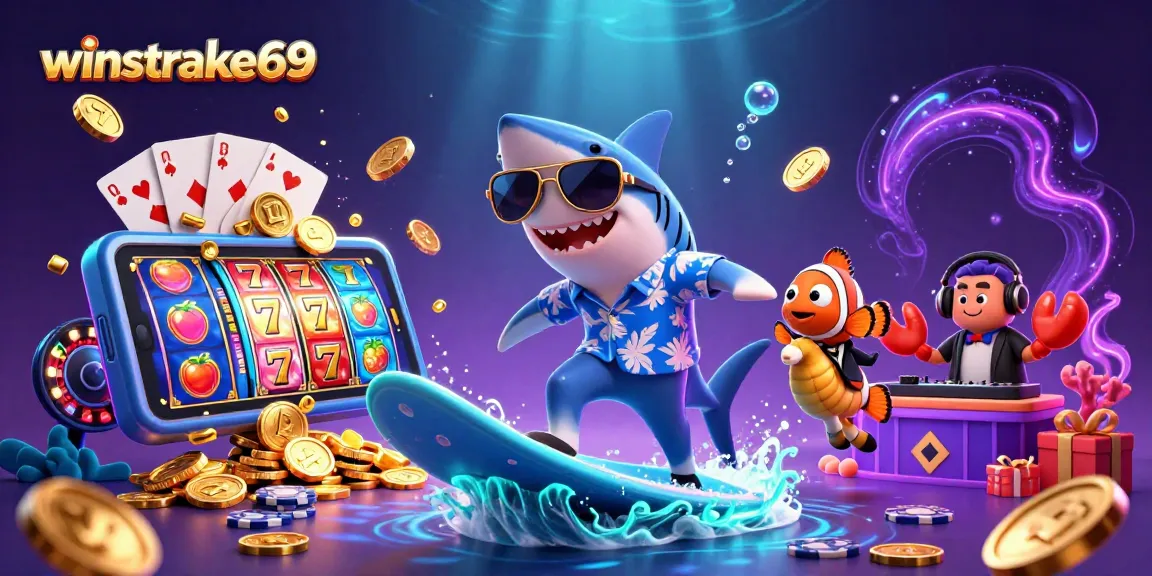 Catch winning thrills with winstrike69 in this vibrant 3D casino scene.